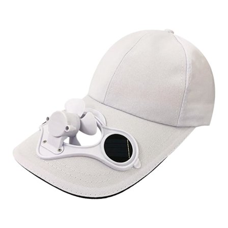 Solcelledrevet Kasket med Ventilator, Rød Sommer Solbeskyttelseshue, Bærbare Udendørsprodukter (Hvid)