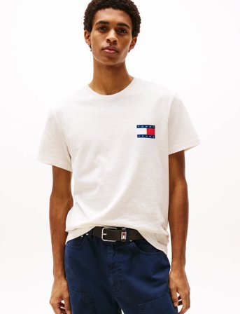 Tommy Jeans Tjm Slim Essential Flag Tee Ext - Cream - S