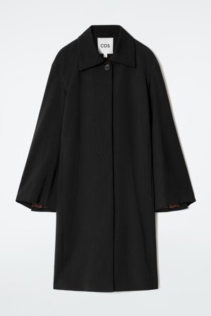 COS Women's Single Breasted Long Car Coat in Black