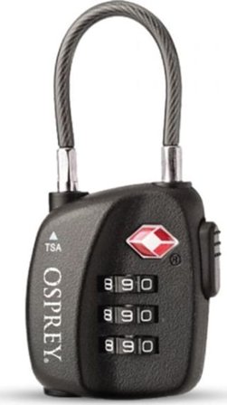 Osprey TSA 3 Dial Cable Lock travel safety Black OneSize