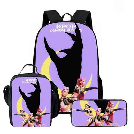 Kpop Demon Hunters Ryggsäck Huntrix K-pop Demon Hunters Skolväska Mochila Pennfodral Set