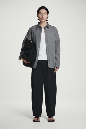 COS Men's Overshirt In Denim Dal Taglio Rilassato in Grigio