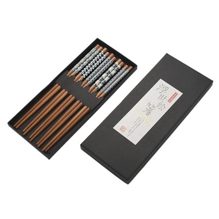 5 Par Naturlige Bambus Spisepinde Genanvendelige Klassiske Japanske Spisepinde Gaveæske, Opvaskemaskine Opvaskemaskine