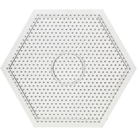 Transparent platta med piggar för strykpärlor Midi - Hexagon - 15 x 15 cm