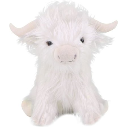 (Hvid) 10 tommer Highland ko bamse plys legetøj Fluffy Sc