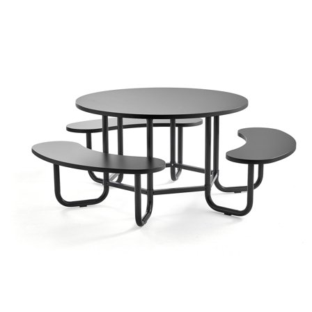 Seating group OCTO, black benches, black frame