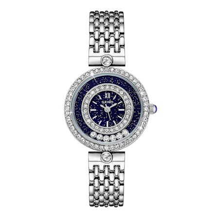 Lyxig Stjärnformad Diamant Kvinnors Kvartsur Vattentätt Ur Med Stålband