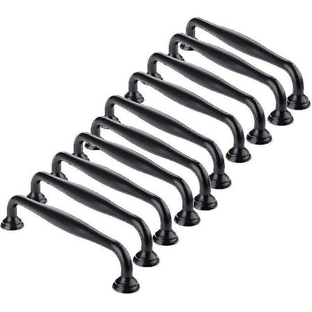 10st Svarta skåpshandtag - svarta kökshandtag dörrhandtag låda sovrum cc 96mm handtag för garderober