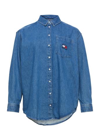 Tjw Crv Denim Badge Boyf Shirt Langermet Skjorte Blå Tommy Jeans