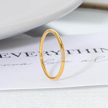Ny mote rund ring 3 diamanter ringbelagt 18K gull lys luxu