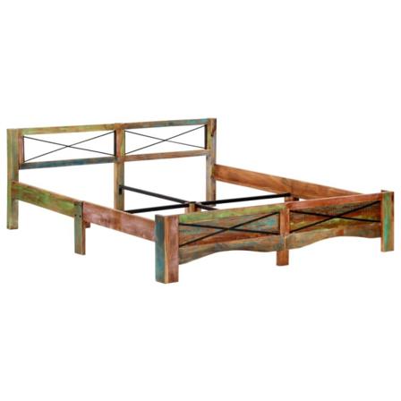 Vidaxl Sängram Massivt Återvunnet Trä 180x200 Cm Multifärg