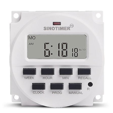 Sinotimer 15,98 tommer LCD digital timer 12V DC 7 dager programmerbar tidsbryter Tm618n-4 mai.5