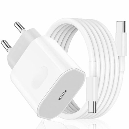 USB-C Snabbladdare 20W PD + USB-C Kabel 3A för iPhone 15 & Samsu