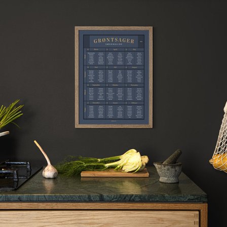 Plakat med Årstidernes grøntsager fra Gehalt — Stilren sæsonguide