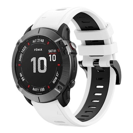 För Garmin Fenix 6 GPS 22mm Tvåfärgat Sport Silikon Armband