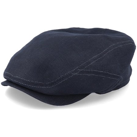 Stetson - Driver Cap Linen 1 Black Flat Cap Flatcap Black Cap - @ Hatstore