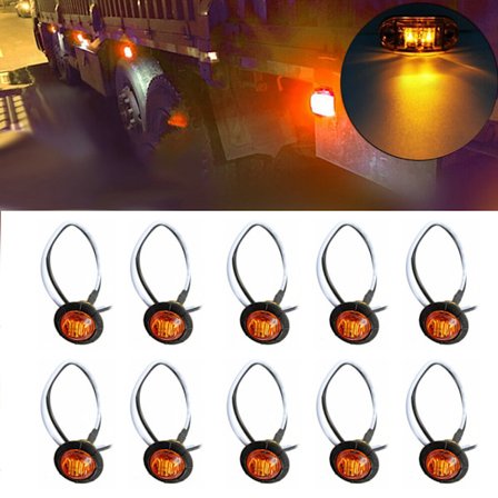 10 st 3LED små runda ljus lastbils sidoljus släpvagn pickup lastbil DOT sväng bakljus 3/4 tum MK-009 (gult ljus)