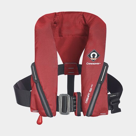 Oppustelig redningsvest til børn Crewsaver Crewfit Junior 150N, automatisk, rød + kulsyrepatron 33 gram, One-Size (20 - 40 kg)