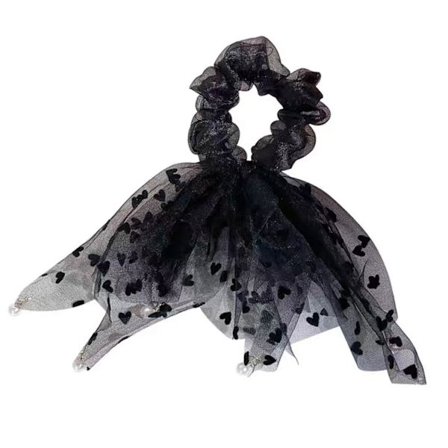 Svart Vit Elastiskt Hårband Rep Snygg Kärlek Polka Dot Spets Hjärta Hår Scrunchies Gummi Hårband Hårring för flicka