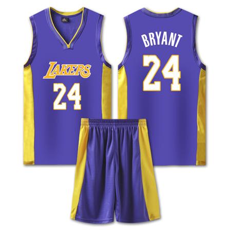 NBA basketuniform LAL lila kostym - nr 24 Kobe Children M/24 yards (130-140cm)