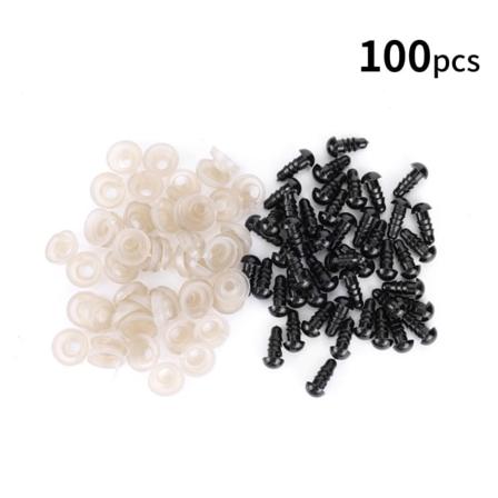 100 stk 6 mm gjør-det-selv-plast sikkerhetsøyne og -brett Dukker Leker Håndverk - Perfet 6mm