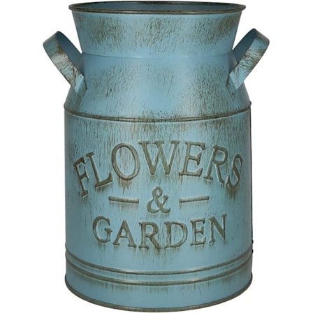 Vintage jernblomster vase melkespann landstil rustikk