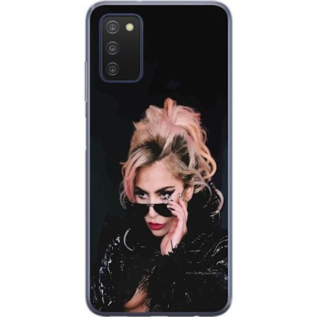 Kompatibelt Mobildeksel til Samsung Galaxy A03s Lady Gaga portrett med solbriller og dramatisk sminke i mørk glamorøs stil