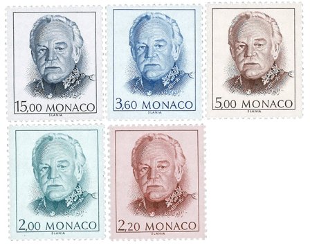 Monaco 1989 - YT 1671/75 Rainier - Postfrisk sæt - Postfrisk sæt