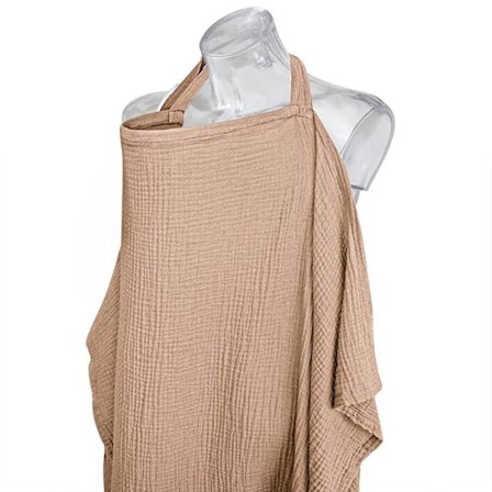 Nytt ammesjal i muslin, pustende bomullsjal kompatibelt med amming og pumping med stiv ring