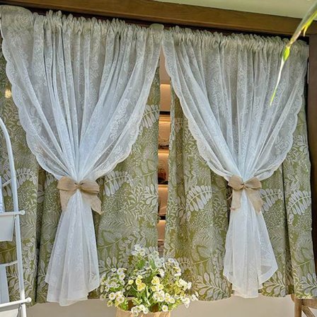 Dubbla gardiner med gasväv fransk spets halvgardin dörrgardin