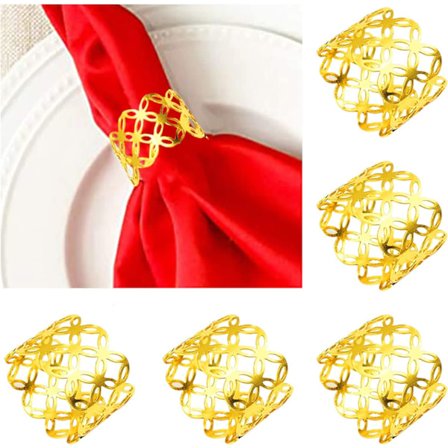 Serviettringer og -holdere, 6 stk. serviettring i metall