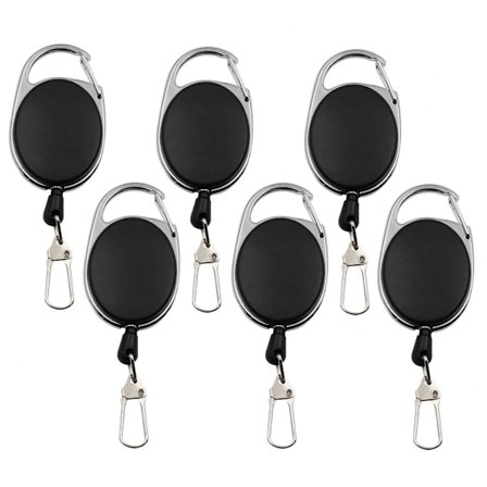 6 stycken - Retractable nyckelring med klämma - Retractable Lanyard Keychain - Nycklar och kort - Recoil Belt - Badge/Key Unwinder - Retr
