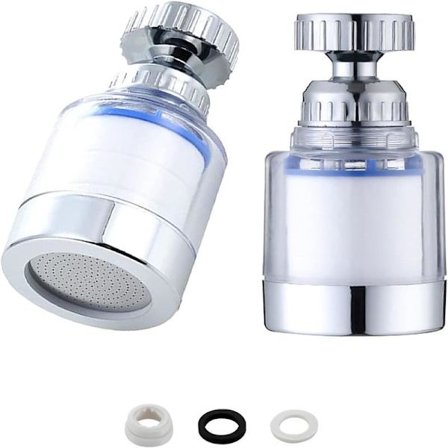 2-pak vandhanemonterede filtre, 360 graders roterende vandhanefilter, køkken- og kontorfilterpatron til kulfiltrering af vand