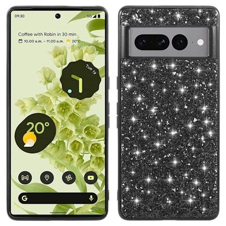 Glitter Google Pixel 8 Pro skal - Svart
