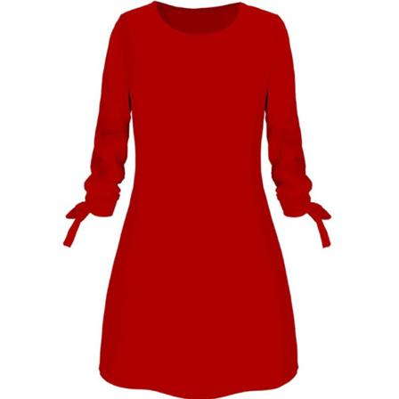 Kvinnors O-ringad Solid Klänning Lös Mini Casuals 3/4 Ärm Rosett El