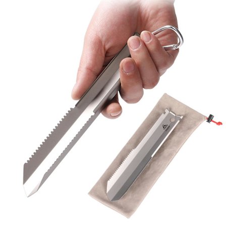 Titanium Trädgårdsspade med Serrated Kant för Camping, Vandring och Ryggsäcksturer