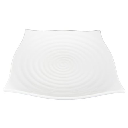 Nelikulmaiset posliinilautaset - Suuret aallot - 4 kpl pakkaus