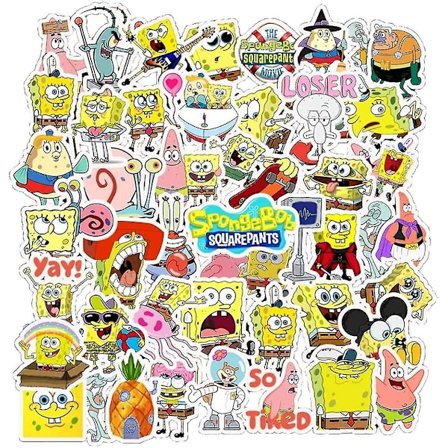 50 stk Tegneserie Svampe Klistremerker Spongebob Dekaler For Tenåringer Barn Voksen Vanntette Klistremerker For Bærbar PC Vannflasker Sykler Bagasje 