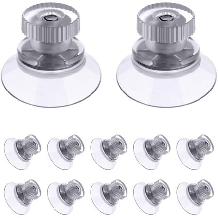 12 stk. 25 mm klare sugekopper med riflede møtrikker til glas, spejl, vindue, væg, dør, kompatible med glatte, flade overflader