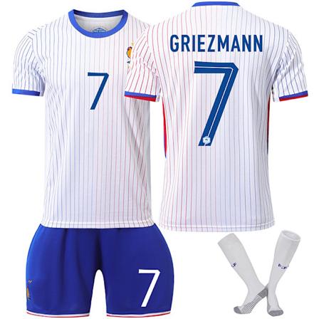 2024 EM Frankrike landslags bortatröja nr 10 Mbappe fotbollströja 7 Griezmann 9 Giroud 11 Bailey tröja Storlek 7 strumpor (Storlek S, Storlek 7 