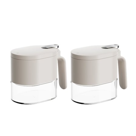 Sett med sukker- og saltbeholdere, 380 ml krydderbeholder med lokk og skje, lufttette krydderglass i glass, 2-delt sett, for bruk på kjøkkenbenken.