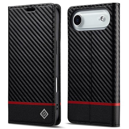 SKALO iPhone Air LC.IMEEKE Carbon Fiber Plånboksfodral - Svart