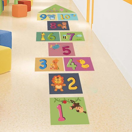 UBIUO Puslespill Gulv Klistremerker 10 Tall Paradishopping Fotavtrykk Gitter Spill Barn DIY Gulv Dekaler Morsomt Digitalt Rutenett Spill 