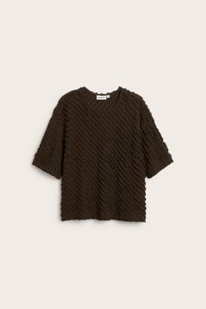 Kappahl | Strukturalny top Ciemnobrązowy S | Ciemnobrązowy