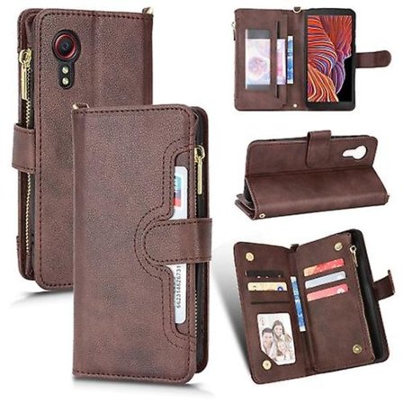 For Samsung Galaxy Xcover 5 Litchi Tekstur Glidelås Lær Telefonveske