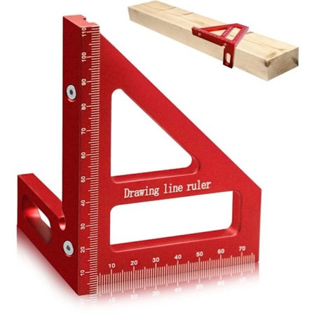 Tømrer Vinkel Gradskive, 3D Multi-Vinkel Målelinjal, 45/90 Graders Aluminium Trekantlinjal