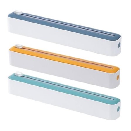 Sett med 3 magnetiske filmdispensere med filmskjærer, skuff, praktisk dispenser for plastfilm/aluminiumsfolie – Filmskjærer