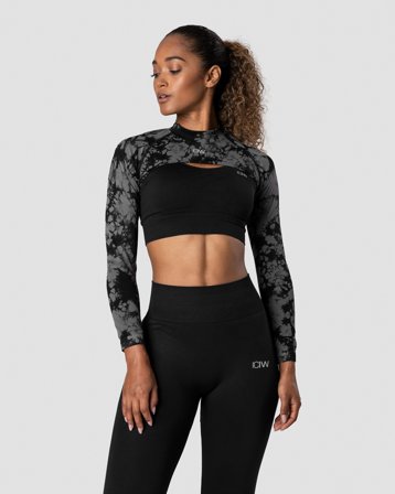 ICANIWILL - Define Seamless LS Shoulder Top Tie dye Black - Oberteile - Damen - ICIW