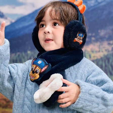 2-pakning Paw Patrol Vinterørevarmer og skjerf for barn, skjerf 72x10cm, varme plysjørevarmere for å beskytte mot kulde og frost