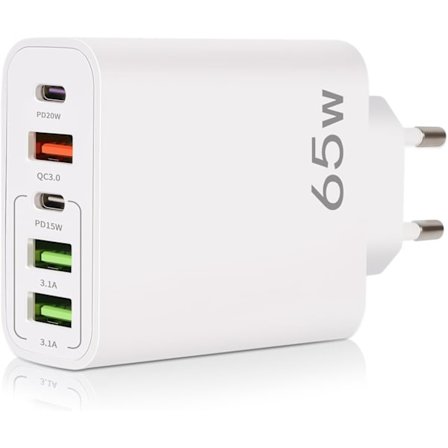 USB C-lader, 65W 5-port USB C-lader med QC 3.0 Smart hurtiglader, USB-strømadapter for iPhone 15 14 13 12 11 Pro MAX SE 2020 XS XR 8 7 {KDO}